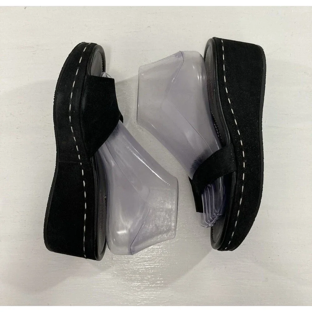 Donald J Pliner Salya Sandals Women’s 8M Black Suede 2.5" Wedge Dress Shoes - Picture 4 of 10